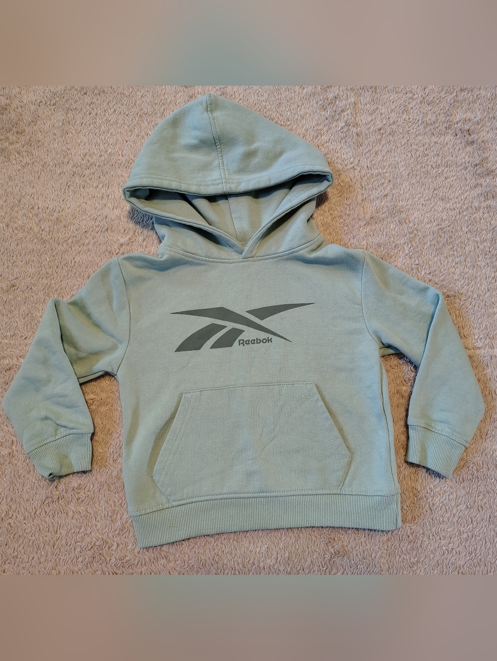 Reebok Active Little Boy Green Hooded Sweatshirt Sz 4 Front Pocket Cotton Blend